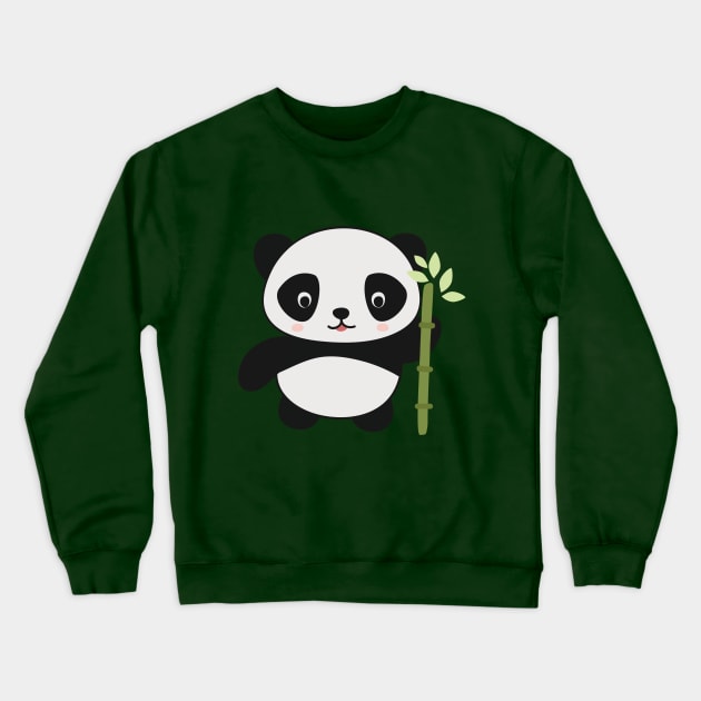 Cute Happy Panda Bear Graphic Illustration Crewneck Sweatshirt by New East 